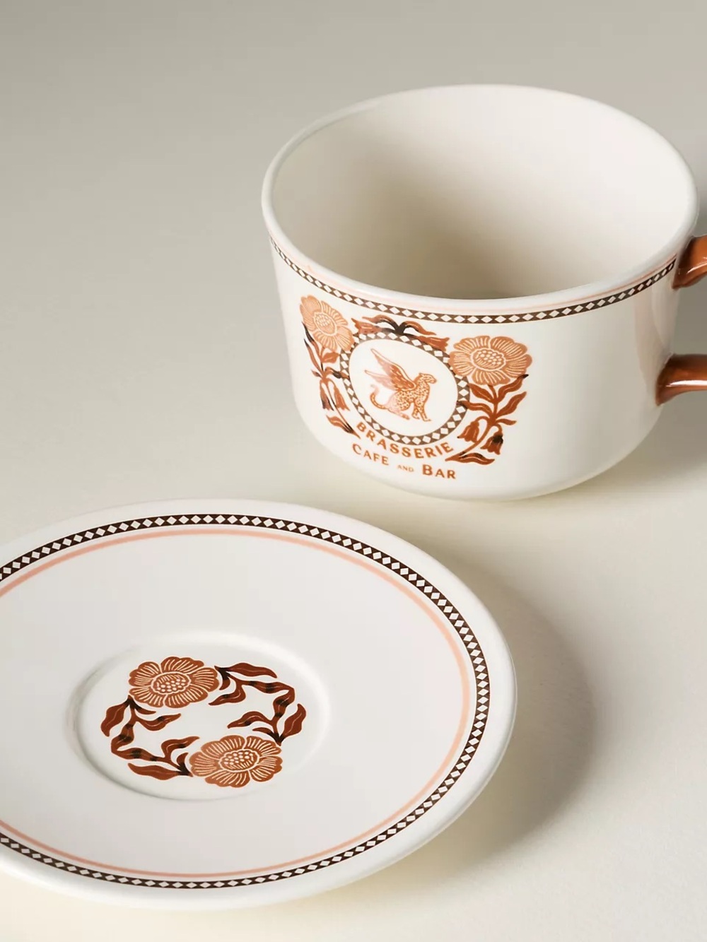 2 sets of Anthropologie Reverie Stoneware Mug & Saucer